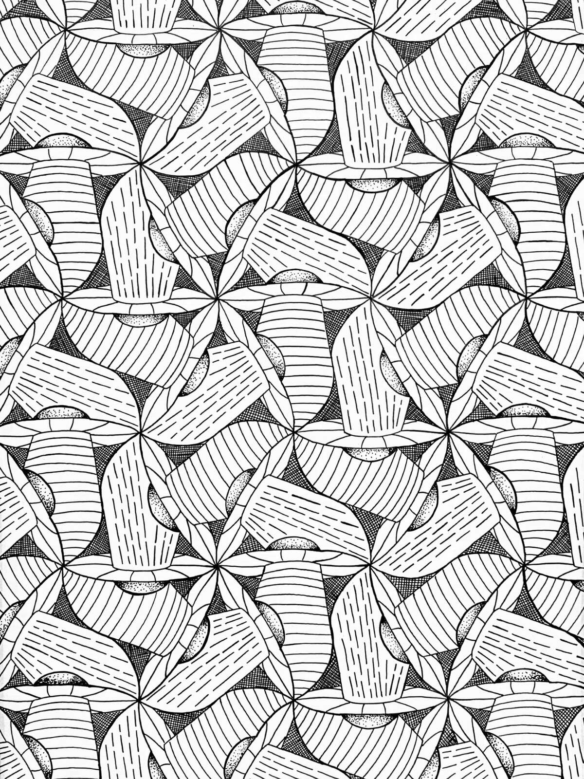 Ink drawing of UFOs