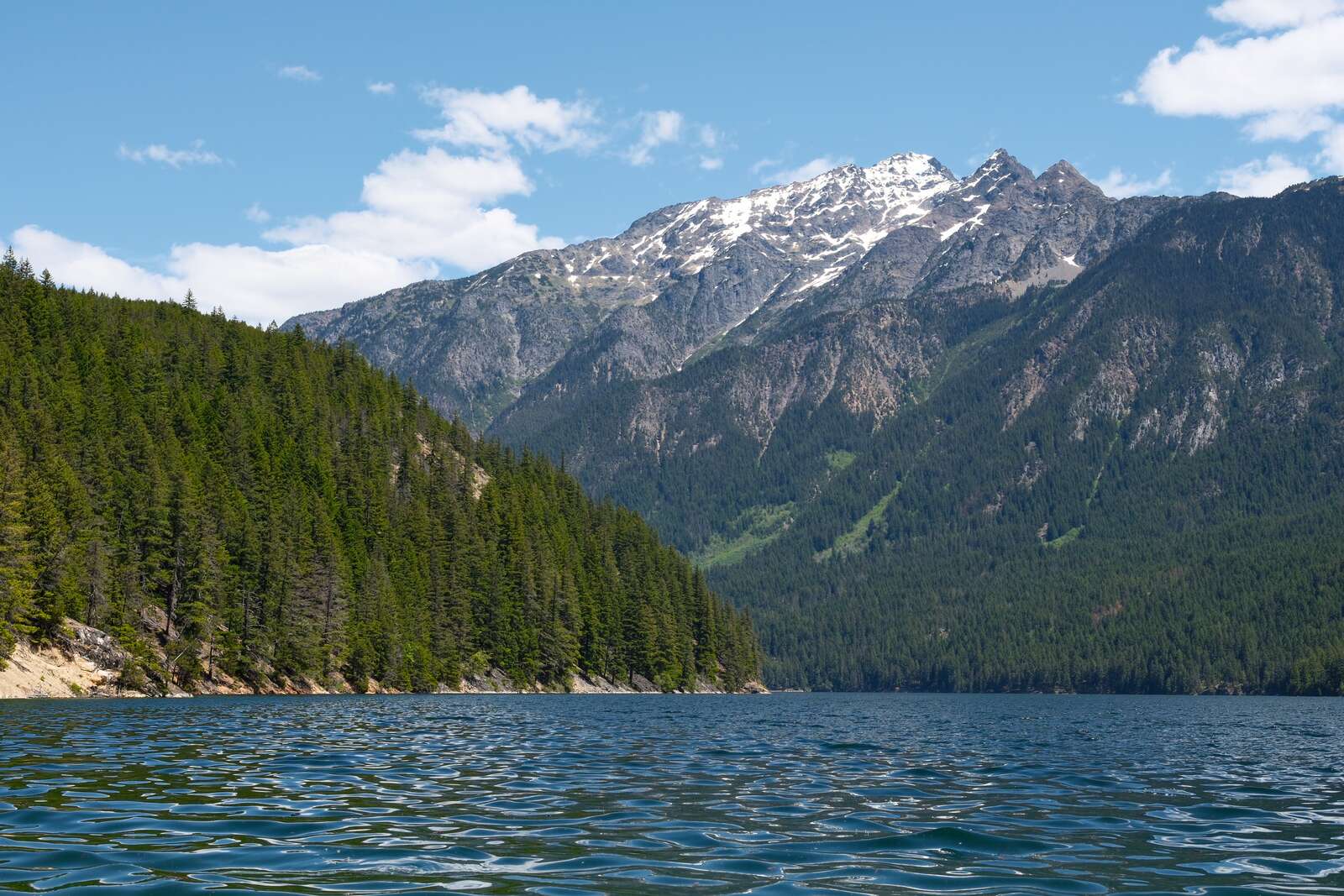 Lush mountains over a lake